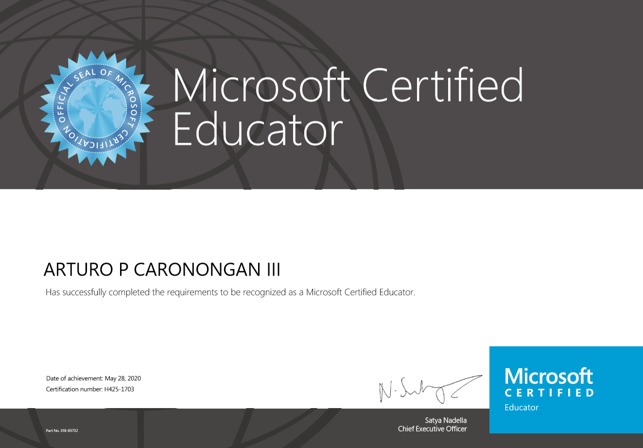 Arturo Caronongan Microsoft Certified Educator